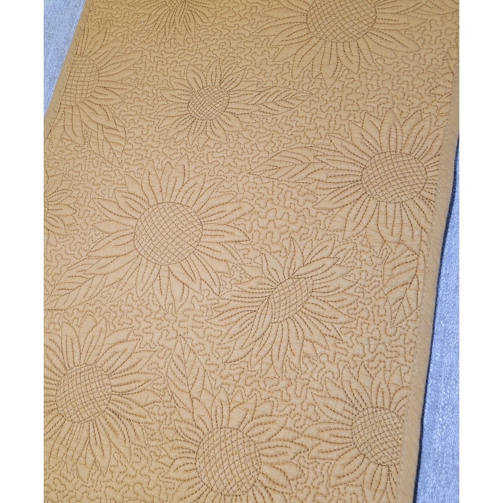 Tommy Bahama Gold Sunflowers Quilted Gorgeous Table Runner 72" x 14.5" - Picture 3 of 10